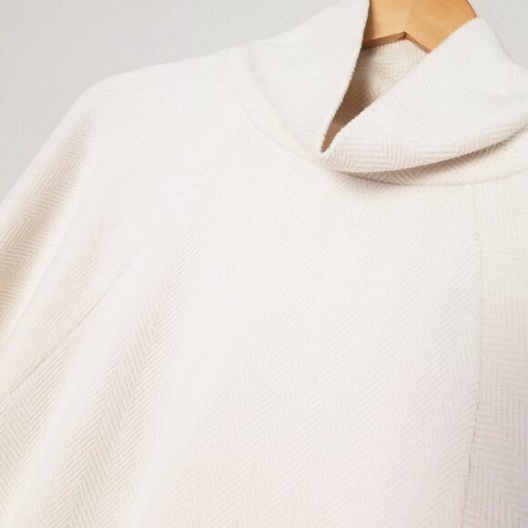 Madewell Brushed Herringbone Jacquard Turtleneck Top Funnel Neck Cream Ivory S - Picture 7 of 16
